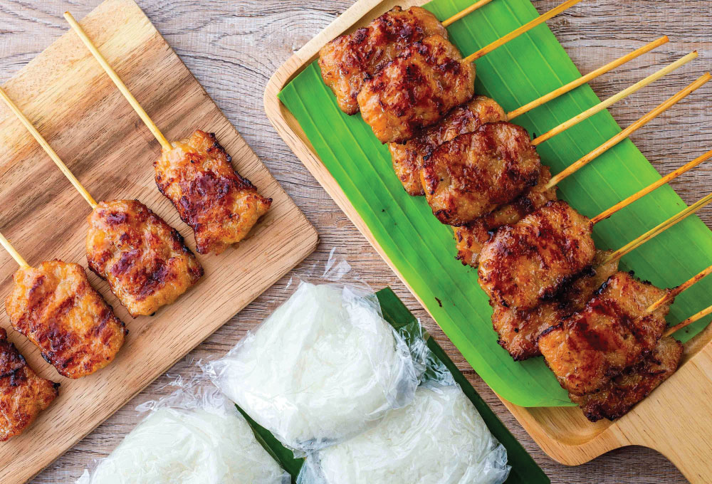 thai famous breakfast bbq pork stickyrice